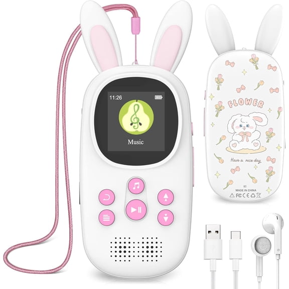 Bluetooth MP3 Player for Kids, Cartoon Zoo Portable Music Player 16GB, Child MP3 Player with Bluetooth, Speaker, FM Radio, Voice Recording, Stopwatch, Pedometer, Expandable 128GB Micro SD Card