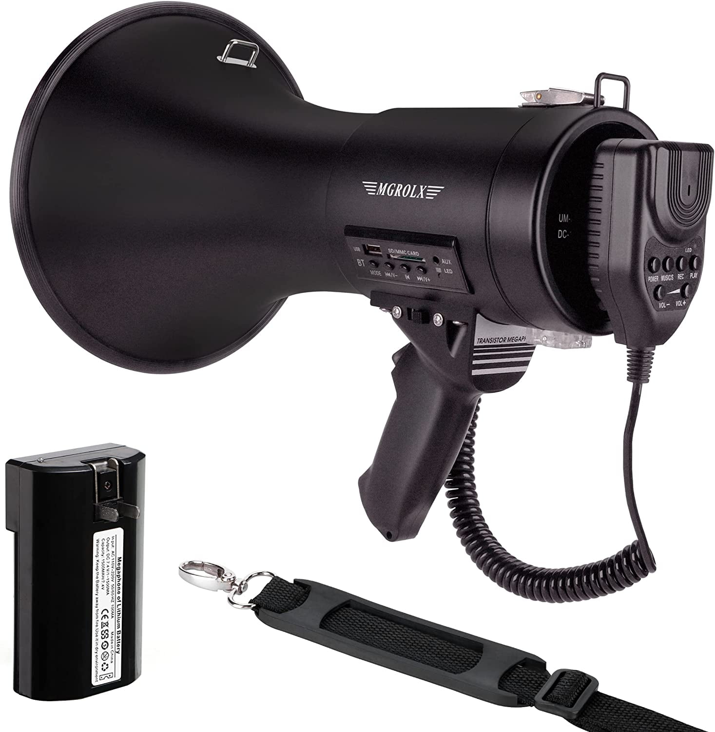 50W Bluetooth Megaphone Bullhorn with Rechargeable Battery-Professional
