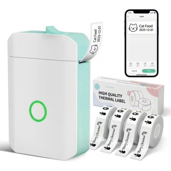 Bluetooth Mini Label Maker with 3 Roll Tape, HKHKPI Portable Wireless Thermal Maker Machine for Home Classroom School Office, Built-in Cutter