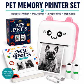 Bluetooth Mini Pet Photo Printer with Diary Book Portable Thermal Sticker Printer for Smartphone Includes 3 Rolls & My Pet's Life Story by Sean Doherty a Lifelong Animal Lover (Especially Dogs)