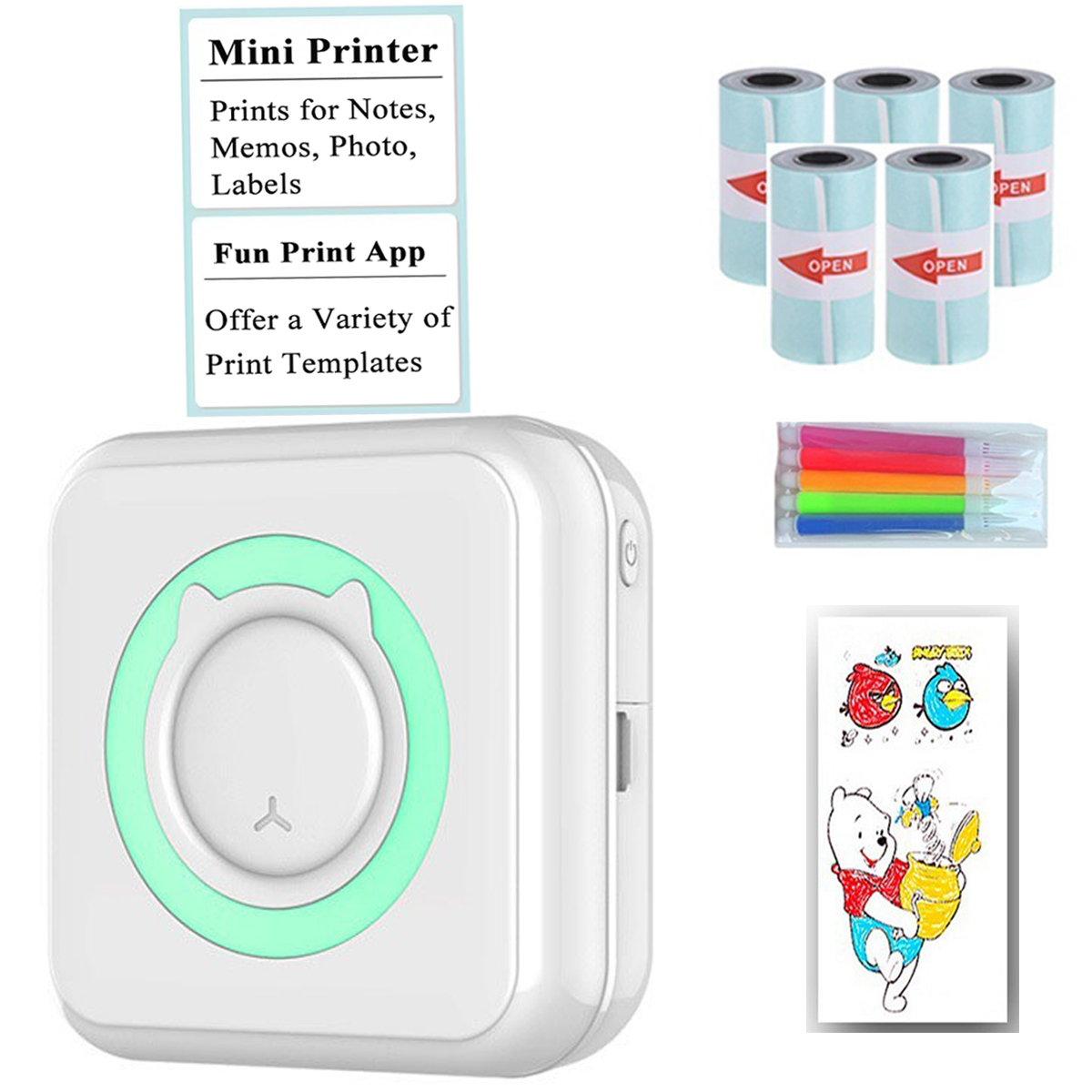 Bluetooth Mini Printer Sticker Maker for Notes, Memo, Photo, Sticky