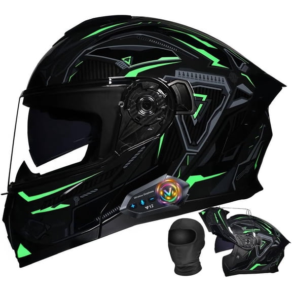 Bluetooth Modular Motorcycle Generic DOT Approved - Quick Flip-Up Design, Dual Visor System, Ventilated Comfort for Adults Men Women, Smart Casco para Moto Con Bluetooth
