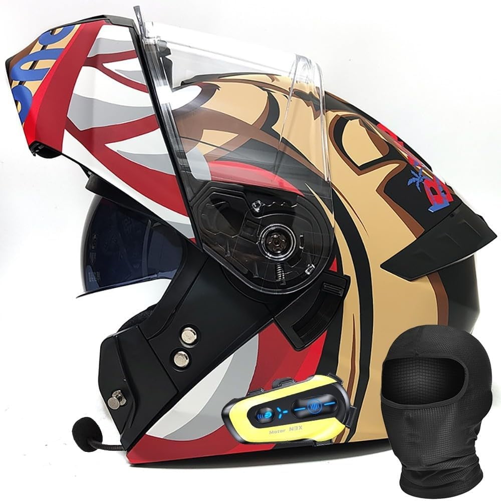 Bluetooth Modular Motorcycle Helmet for Adults, DOT Certified Full Face  Flip Up Dual Visor, Lightweight ABS Shell Removable 3D Padding Intercom  System - Walmart Business Supplies