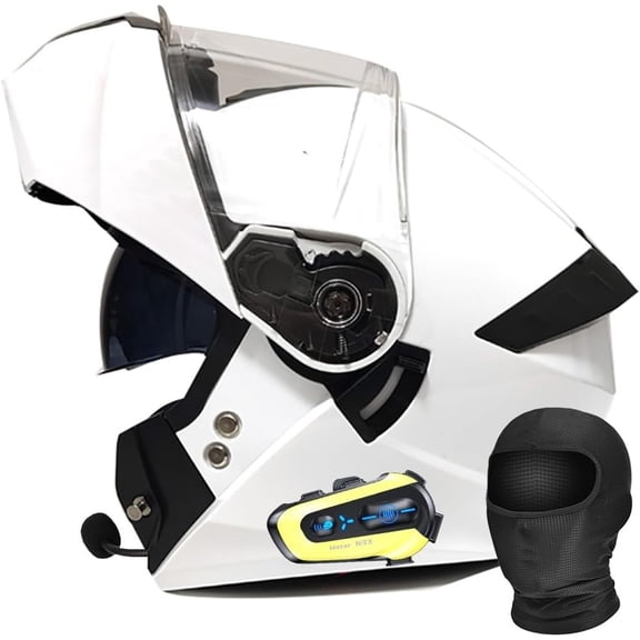 Bluetooth Modular Motorcycle Helmet for Adults, DOT Certified Full Face Flip Up Dual Visor, Lightweight ABS Shell Removable 3D Padding Intercom System