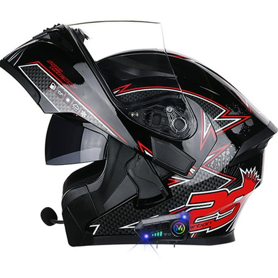 Bluetooth Modular Motorcycle Helmet for Adults DOT Full Face Motorcycle Helmets, Dual Visor Ventilation System, Anti-Fog Anti-Scratch Coating, High-Definition Lens