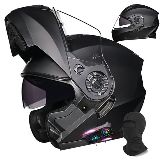 Bluetooth Modular Motorcycle Helmet Dot Approved Full Face Modular Motorcycle Helmets for Adults, Flip up Anti-Fog Helmet with Microphone Dual Visor Motorbike Helmet (S~XXL)