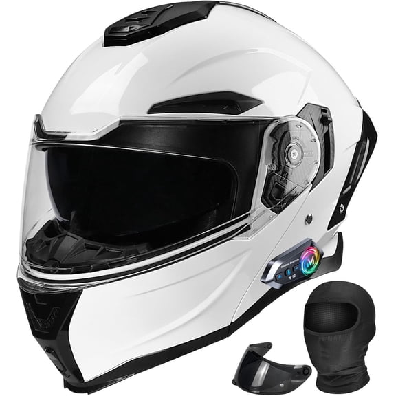 Bluetooth Modular Motorcycle Helmet with Dual Visor, ECE 22.06 Certified, Full Face Flip Up Design, Multi-Ventilation System, Removable Liner for Adults Men Women, Sizes M-3XL