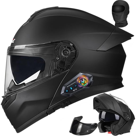 Bluetooth Modular Motorcycle Helmet Full Face ECE 22.06 Approved with Dual HD Visor Detachable Lining Speakers Mic for Adults Men Women