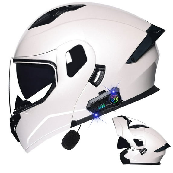 Bluetooth Modular Motorcycle Helmets DOT Approved Moto Helmet, Full Face Flip up Anti-Fog Helmet, Dual Visor Helmets with Microphone for Adult Men and Women