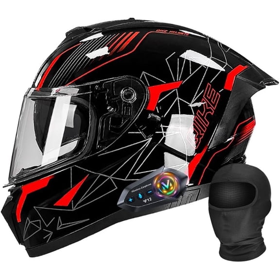 Bluetooth Motorcycle Generic Modular Full Face DOT Approved Flip-Up Design with Dual Visors| Aerodynamic ABS Shell, Built-in Speakers for Men/Women Adults - Casco Moto con Bluetooth