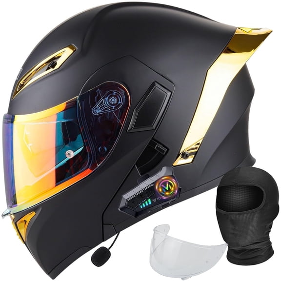 Bluetooth Motorcycle Helmet Flip Up Front Full Face DOT Approved Built-in Dual Speaker Microphone Generic Street Bike Integrated