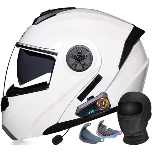 Bluetooth Motorcycle Helmet Flip Up Front Full Face DOT Approved Built-in Dual Speaker Microphone Generic Street Bike Integrated
