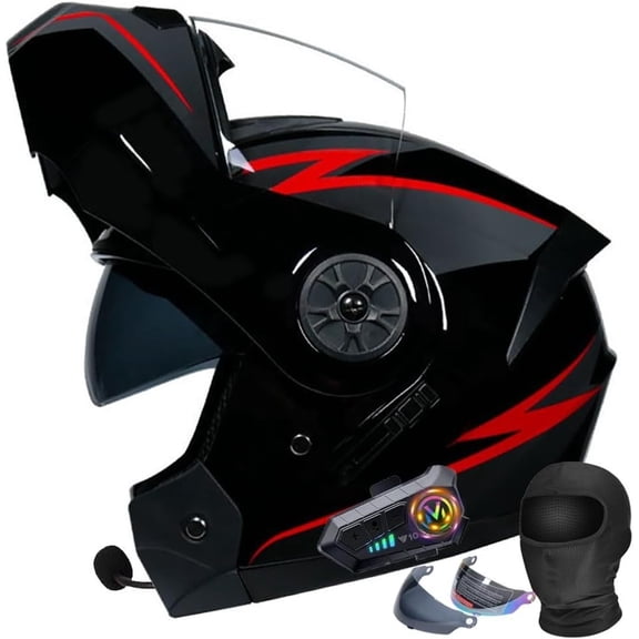 Bluetooth Motorcycle Helmet Flip Up Front Full Face DOT Approved Built-in Dual Speaker Microphone Generic Street Bike Integrated