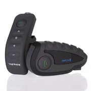 Bluetooth Motorcycle Helmet Intercom Headset with Control Bar Black