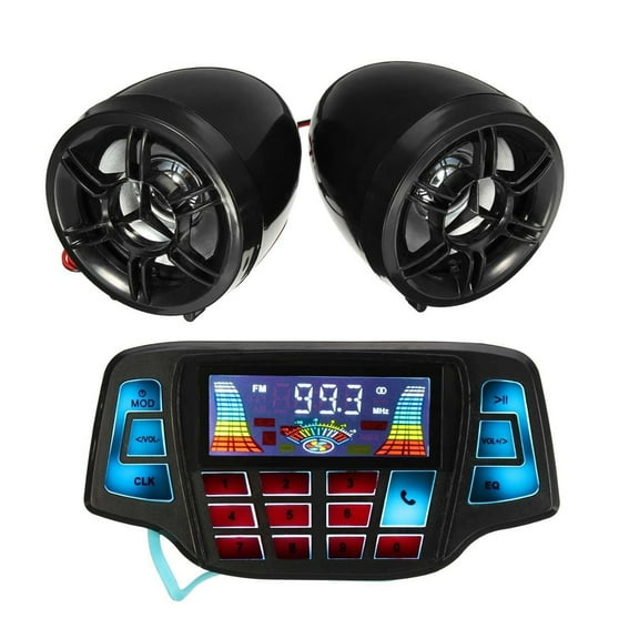 Bluetooth Motorcycle Studio Au-dio Sound System Speakers FM Radio MP3 Music Player Scooter ATV Remote Control Alarm Speaker