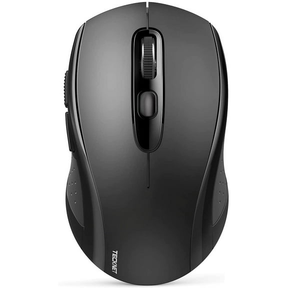 Bluetooth Mouse (BT 5.0/3.0+2.4Ghz), 6-Level 4000 DPI Wireless Mice for Laptop, 2-in-1 Ergonomic Computer Portable PC Mouse, Silent Mouse with USB Receiver for Windows/Mac/PC/Notebook-Black