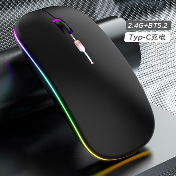 Bluetooth Mouse Usb C Mouse Wireless Rechargeale Computer Mouse Led Two Modes Silent Slim Laptop Mouse 2.4Ghz Bt5.2 Computer Mice for Laptop Desktop Computer Tablet Phone