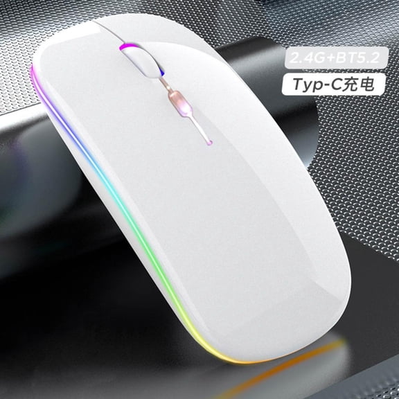 Bluetooth Mouse Usb C Mouse Wireless Rechargeale Computer Mouse Led Two Modes Silent Slim Laptop Mouse 2.4Ghz Bt5.2 Computer Mice for Laptop Desktop Computer Tablet Phone