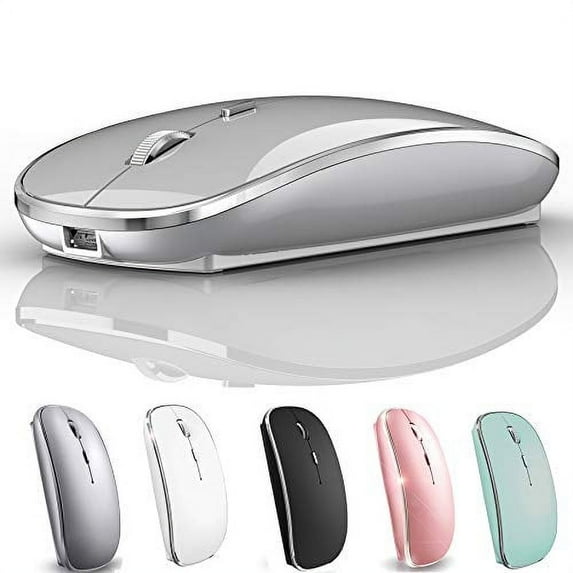 Bluetooth Mouse Wireless Bluetooth Mouse for iPad Mac MacBook Pro MacBook Air iMac Chromebook Desktop Computer (Silver)