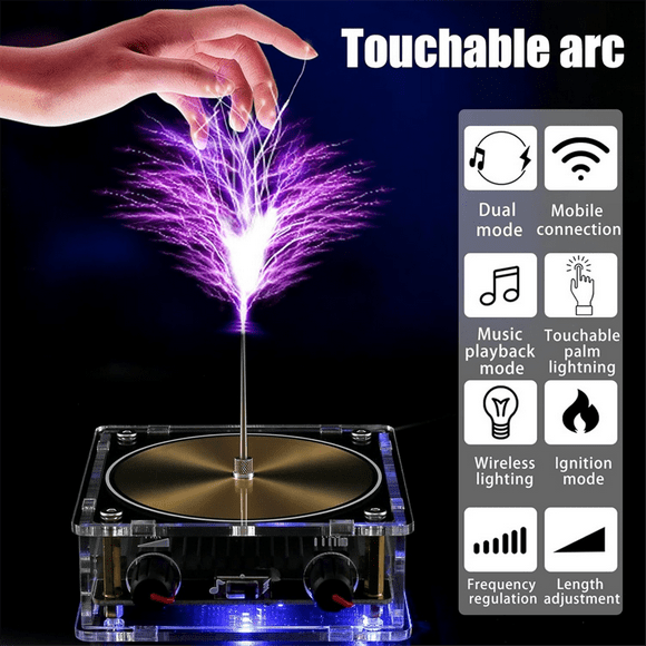 Bluetooth Music Teslacoil, Artificiallightning Arc Teslacoil Arc Plasma, Touchable Spark- Generator Teslacoil,US Plug