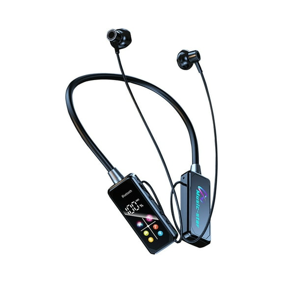 Bluetooth Neck Hanging Earphones, Bluetooth 5.4 Wireless Earbuds, Karaoke Earphones with Ear Reverb and Card Playback, ANC Noise Cancelling, LED Battery Display, 10mm HiFi Drivers, Long Battery Life