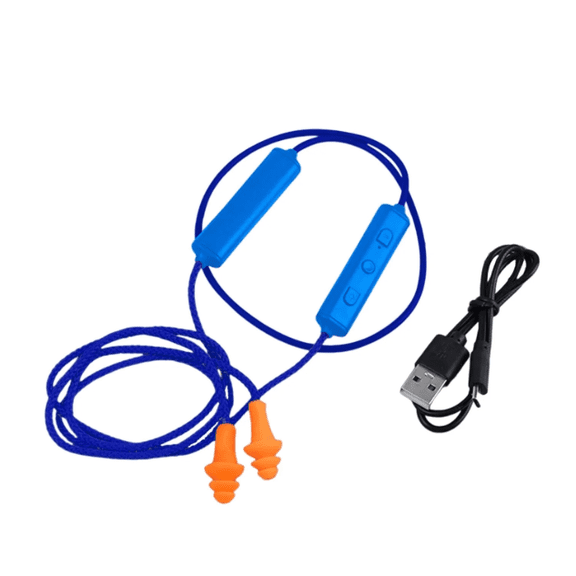 Bluetooth Neckband Wireless Earbuds  NoiseReducing InEar Earphones with Builtin Mic & Controls, Waterproof, 20Hour Battery, for Work, Construction, Factory, Outdoor, Blue
