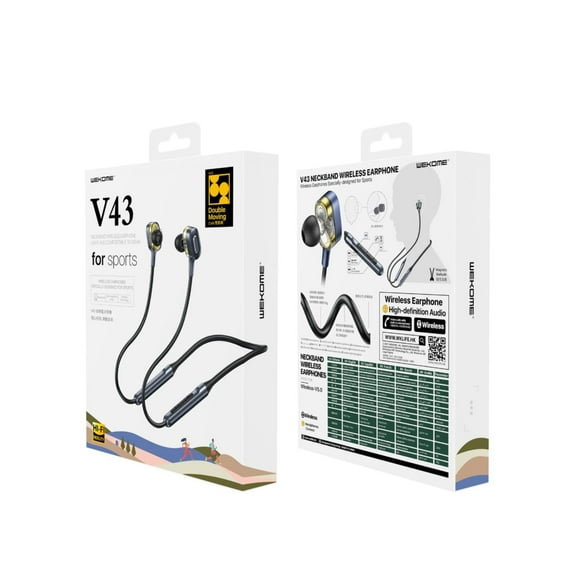 Bluetooth Neckband Wireless Earphones, Black Sports Headphones In‑Ear Earbuds