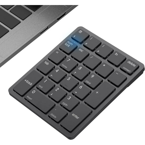 Bluetooth Number Pad Wireless Numeric Keypad Numpad 26 Keys Portable Mini Financial Accounting Rechargeable Numeric Pad for Windows Laptop Desktop, PC, Notebook (Black)