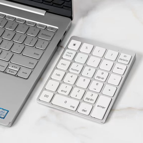 Bluetooth Numeric Keyboard 28Keys Portable Aluminium Alloy Wireless Keyboard for Tablet PC Laptop Rechargeable Numpad Digital