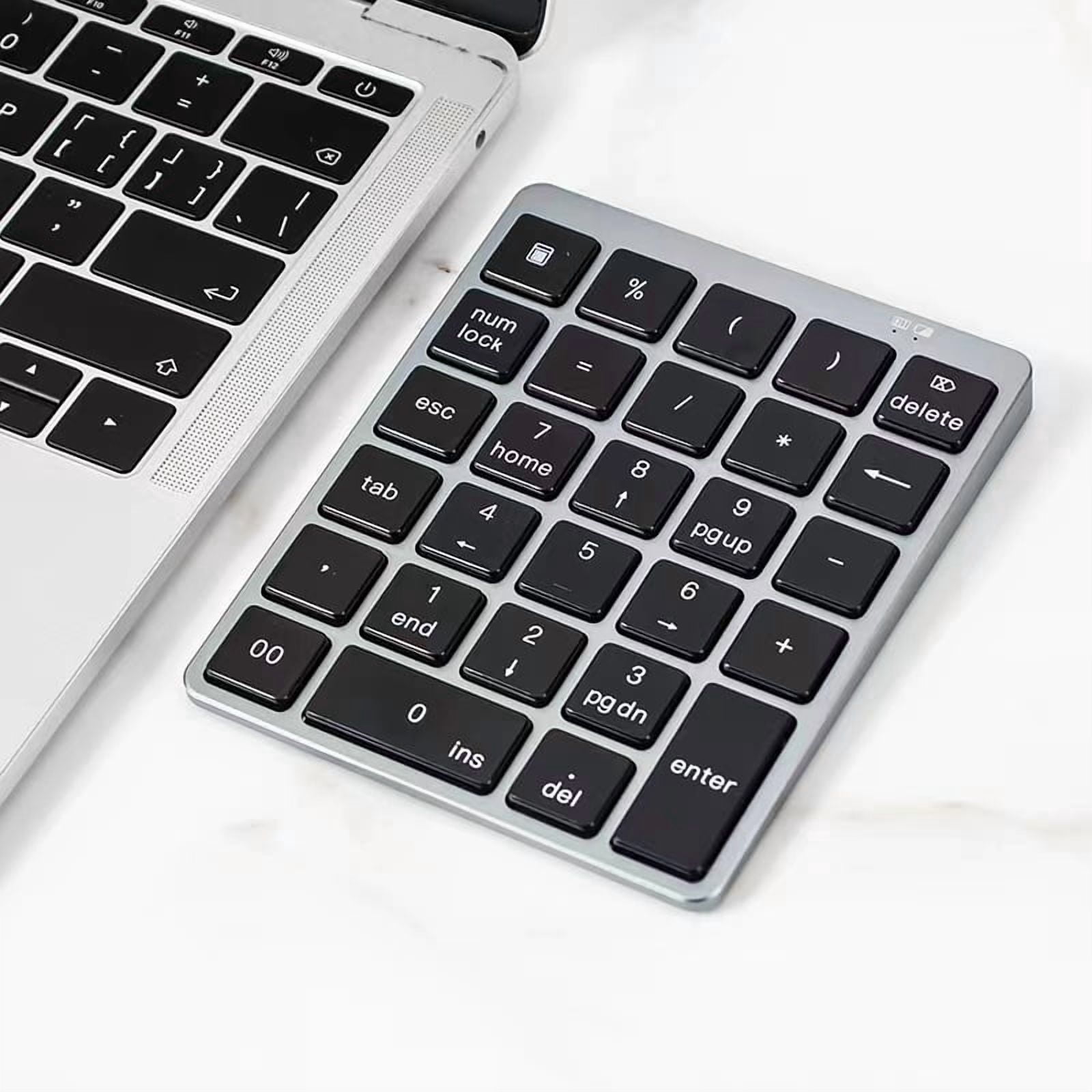 Bluetooth Numeric Keyboard 28Keys Portable Aluminium Alloy Wireless Keyboard for Tablet PC Laptop Rechargeable Numpad Digital