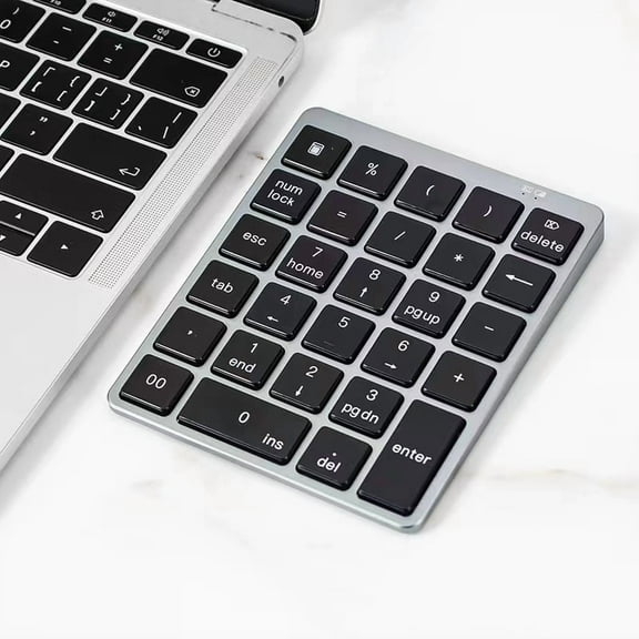 Bluetooth Numeric Keyboard 28Keys Portable Aluminium Alloy Wireless Keyboard for Tablet PC Laptop Rechargeable Numpad Digital