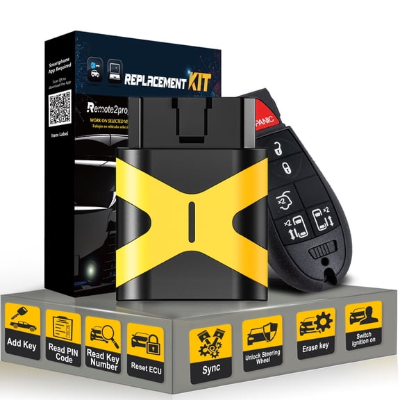 Bluetooth OBD for Car Key and Keyless Entry Remote Start Replacement for Dodge/Jeeep/Chrysler with FCC: IYZ-C01C or M3N5WY783X