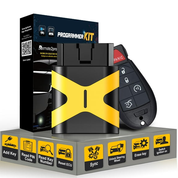 Bluetooth OBD for Car Key and Keyless Entry Remote Start Replacement for Dodge/Jeeep/Chrysler with FCC: IYZ-C01C or M3N5WY783X