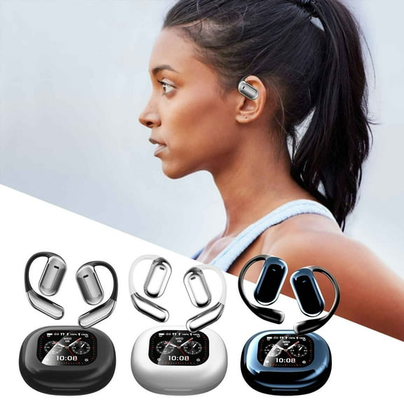 Bluetooth Open-Ear Sports Earphones with LCD Screen, Real-Time Multi-Language Translation, ANC, HD Sound, Touchscreen