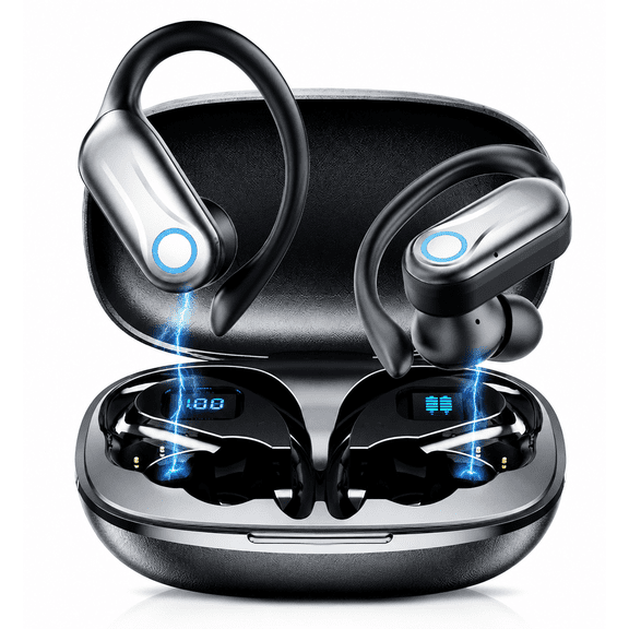 ETEPEHI Wireless Earbuds - 68Hrs Bluetooth 5.4 Headphone Sport, Bluetooth Earbuds Stereo Deep Bass Over Ear Bud with Earhooks, Wireless Headphones for Workout/Running