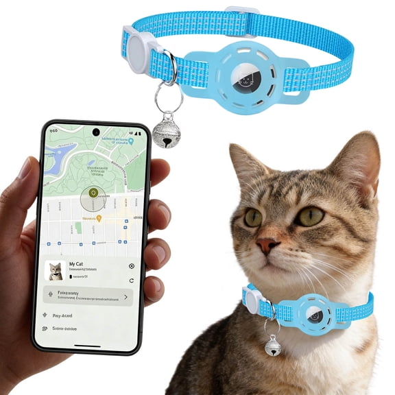 Bluetooth Pet GPS Anti-Lost Tracker Tag Real-Time Location Finder Alarm Device for Dog Cat Collar,Universal Worldwide Item Tracker Compatible with iOS Android Phones for Keys Luggage Pets(Blue)