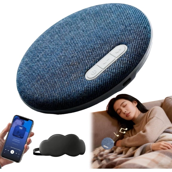 Bluetooth Pillow Speaker, Upgrade Portable Bone Conduction Under Pillow Speaker with White Noise Timer, Stereo Bass Private Sleep Headphones (Blue)