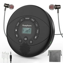 Bluetooth Portable CD Player, Rechargeable Portable Bluetooth CD Player,CD Walkman with Headphones, Anti-Skip Disc CD Player for Car, Home, Travel with Built-in Speakers, Support USB AUX Input, Black