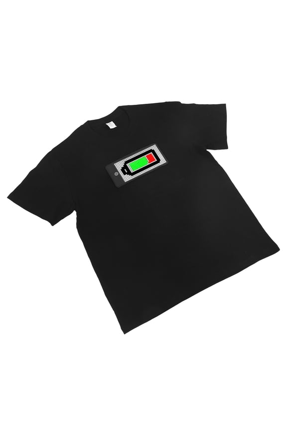 Bluetooth Programmable LED Screen T Shirt with App Control Customizable Colorful Glowing Patterns Light-Up Tee, XL (10.2 x 5.5 inches / 26.0 x 14.0 cm)