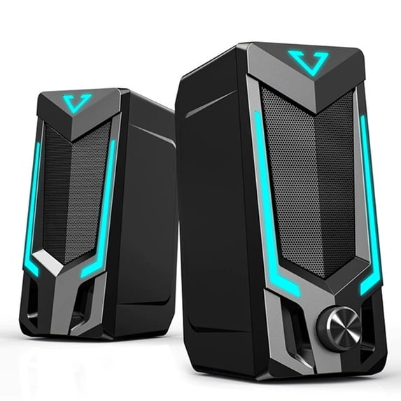 Bluetooth RGB Computer Speaker, Desktop Computer Speaker,Desktop Stereo Speaker, USB Powered, with LED Ambient,1 pair * speakers 1 * Instructions in Chinese and English,Black