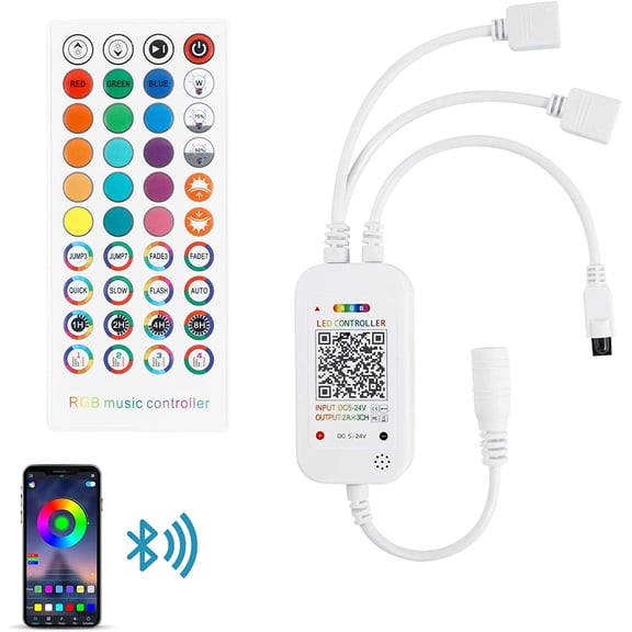 Bluetooth RGB LED Controller 5050 3528 4Pin Strip Music Sync Dimmable 5-24V