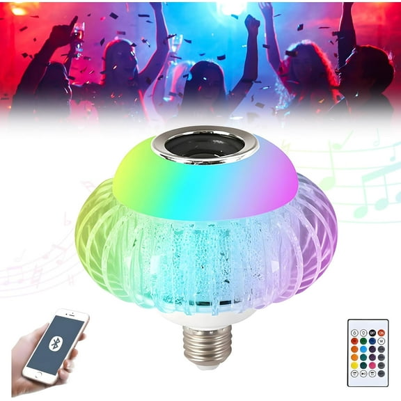 Bluetooth RGB Music Light Bulb, Smart Light Bulbs, Color Changing Light Bulbs with Remote Control and APP, LED Light Bulb Bluetooth Speaker, Lamp for Home, Party, Bedroom, Indoor Bulb (1PC)