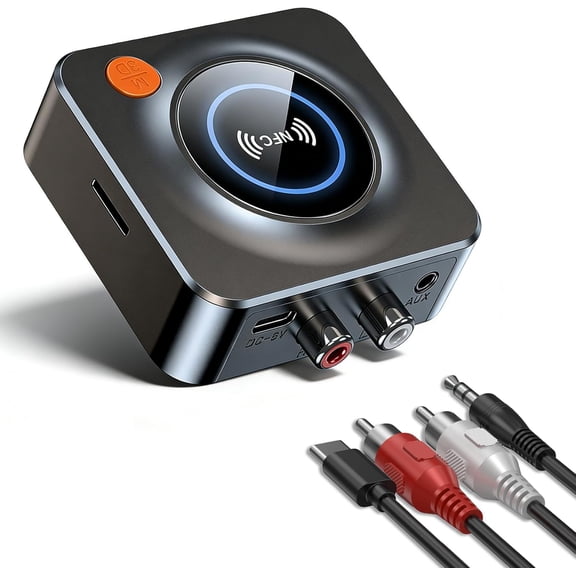 Bluetooth Receiver for Home Stereo, AUX RCA to Bluetooth Adapter for Old Speakers, NFC Wireless Audio Receiver for Music Streaming Sound System, Convert Wired Speakers to Wireless