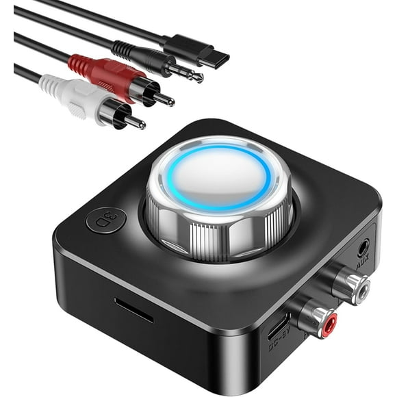 Bluetooth Receiver for Home Stereo, RCA Bluetooth Adapter for Stereo Receiver, Low Latency AUX 3.5mm Audio Adapter, Portable Streaming Sound System Device for Old Speakers, TV & Turntables (Black)
