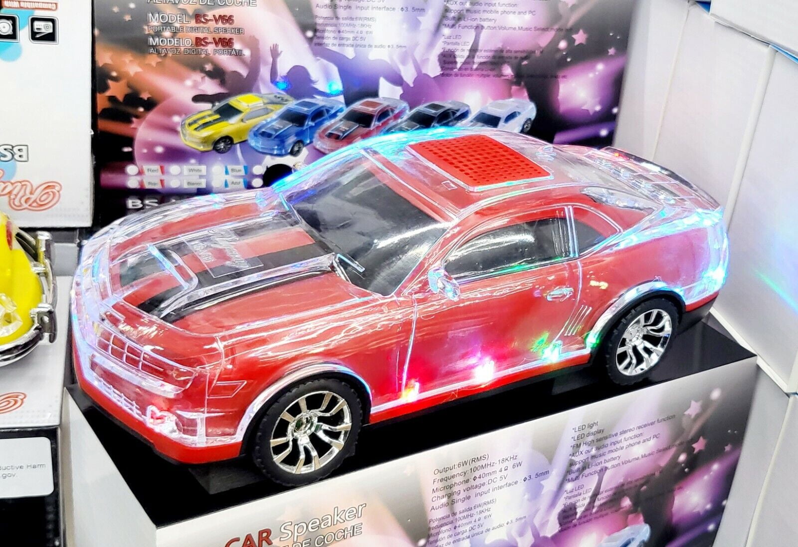 Bluetooth Rechargeable Speaker Car with FM Radio and USB Support