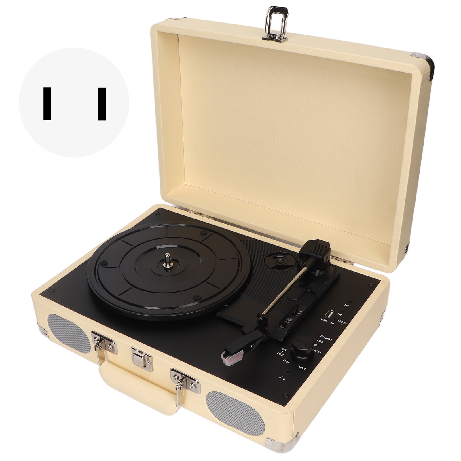 Plug In Speakers For Record Player Bluetooth Record Player Built in 2 Speakers Portable Stereo 3 Speed