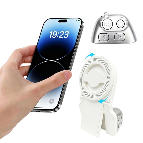 Bluetooth Remote Control with Magnetic Phone Stand, Wireless Camera Shutter & Video Remote, Detachable Selfie Controller for Travel Vlogging