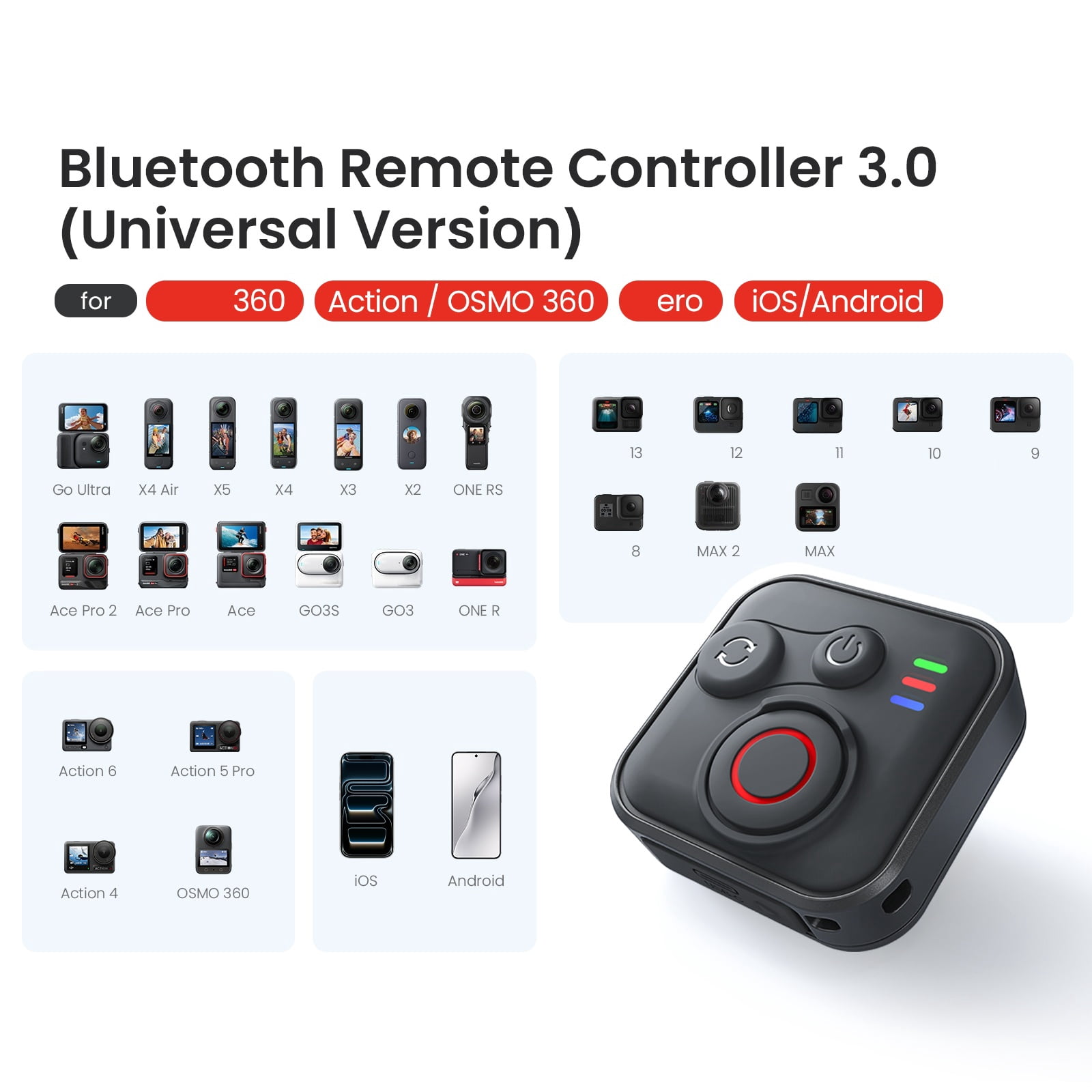 Bluetooth Remote Controller for Insta360 Go Ultra X4 Air X5 for DJI ...
