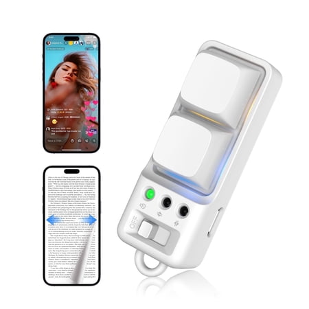 Bluetooth Remote Control for TikTok YouTube, Shorts Video Scroll Clicker with RGB Mechanical Keys, White
