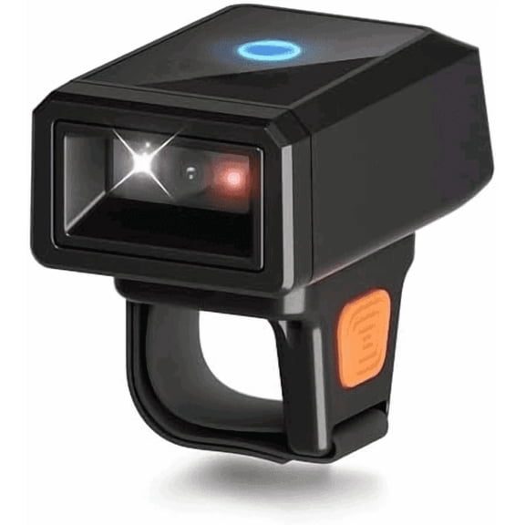 Bluetooth Ring Barcode Scanner Fast & Long-Range Scanning, Mini Wearable 1D&2D Wireless Bluetooth Finger QR Code Scanner Compatible with iPhone iPad Android Phone for Warehouse Inventory$$Office